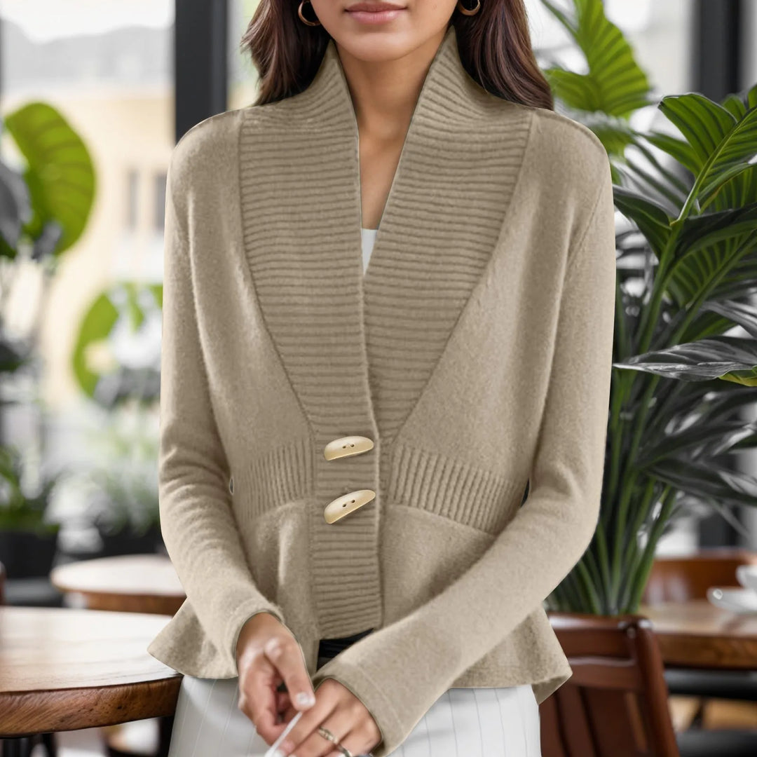 Amelina | Scandinavian-Style V-Neck Button Knit Cardigan