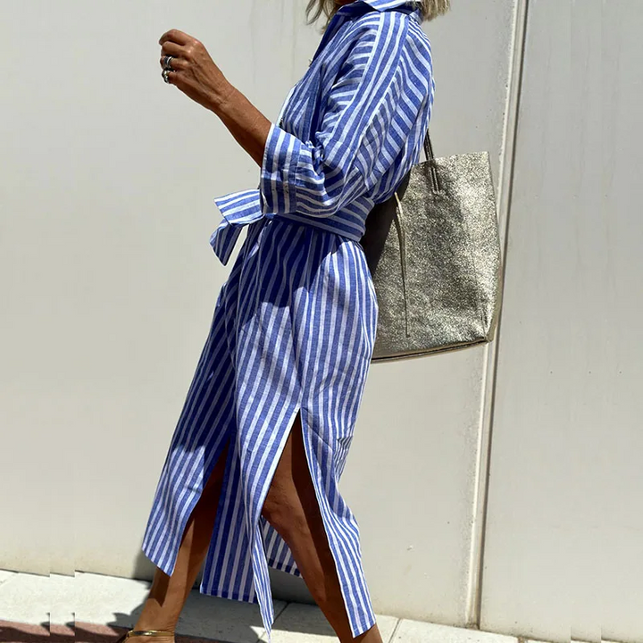 Trisha | Elegant Striped Shirt Dress