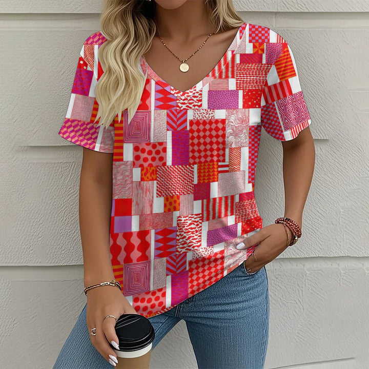 Rowena | Plaid V-Neck Tee