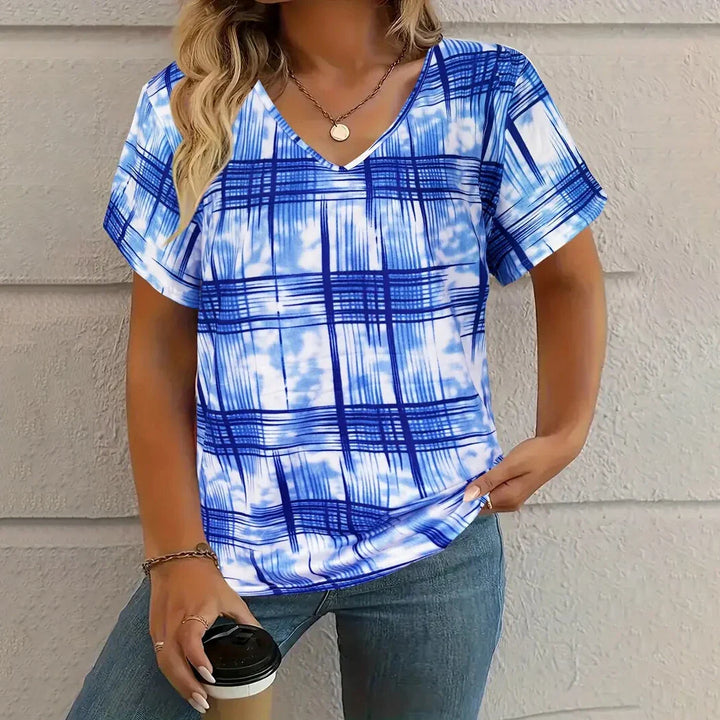 Rowena | Plaid V-Neck Tee