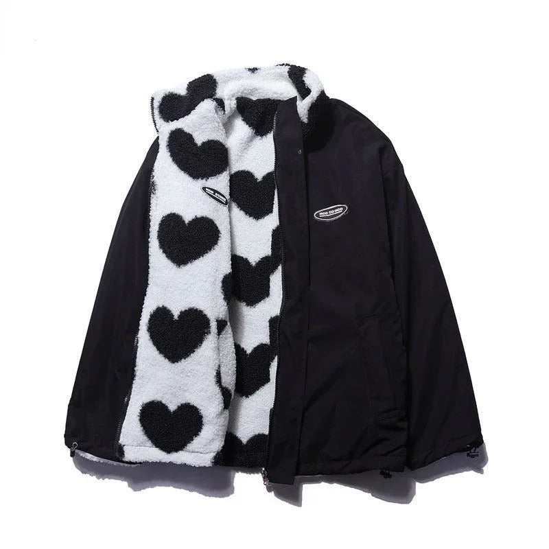 Rhian | Cozy  Reversible Heart-Pattern Jacket