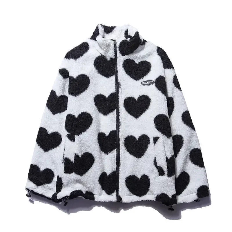 Rhian | Cozy  Reversible Heart-Pattern Jacket