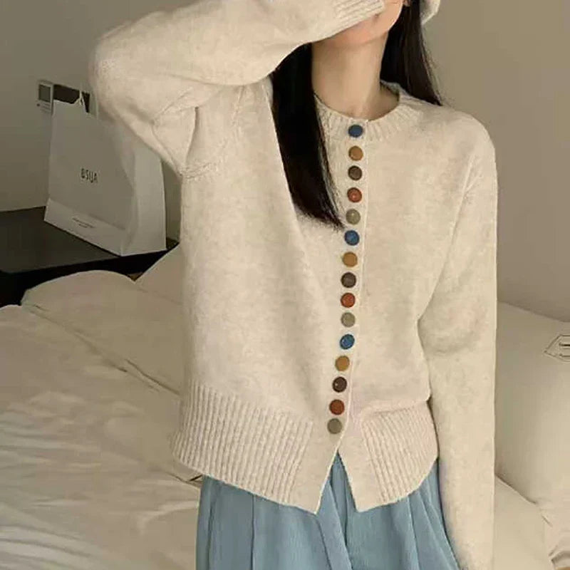Celestine | Cozy Knit Cardigan with Colorful Button Accents