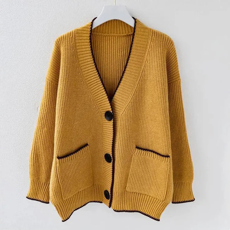 Anita | Relaxed Fit Knit Cardigan with Contrasting Edges