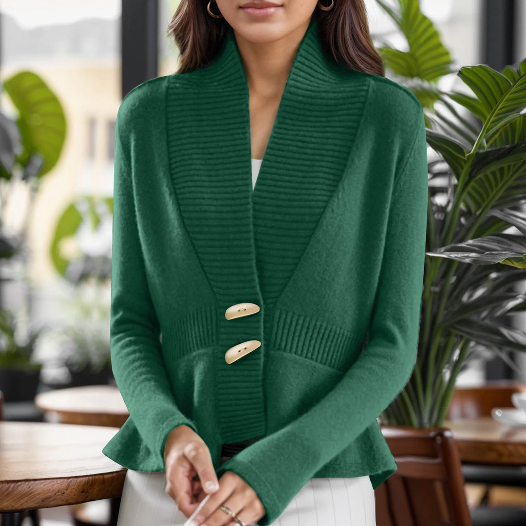 Amelina | Scandinavian-Style V-Neck Button Knit Cardigan