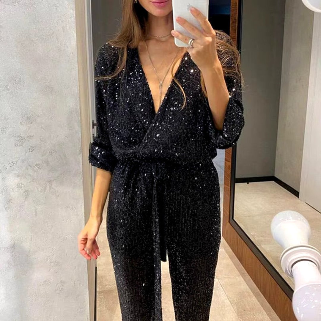 Amari | Elegant Glitter Party Jumpsuit