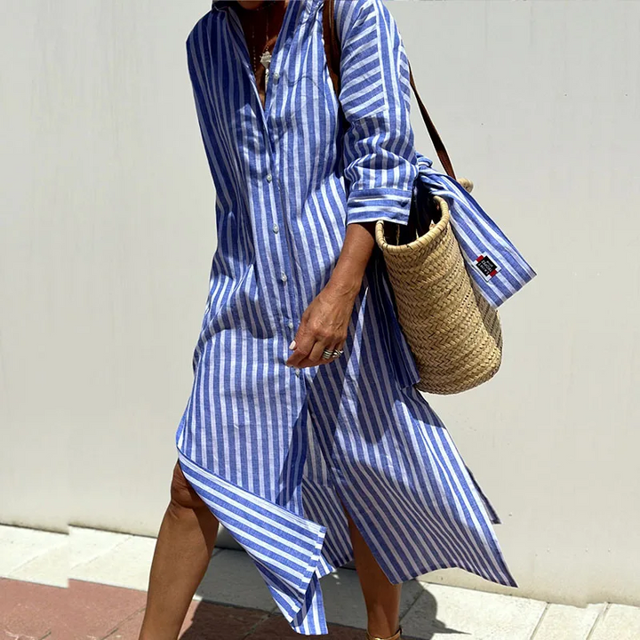 Trisha | Elegant Striped Shirt Dress
