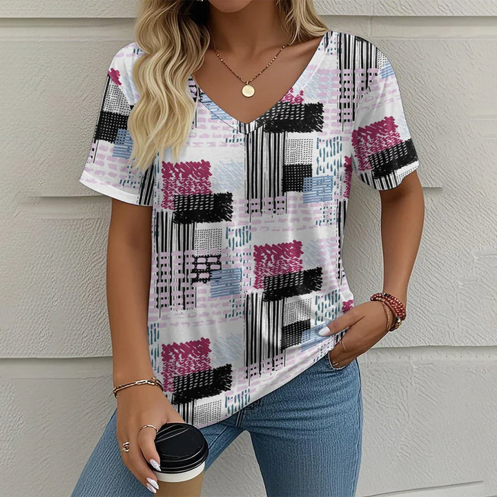Rowena | Plaid V-Neck Tee