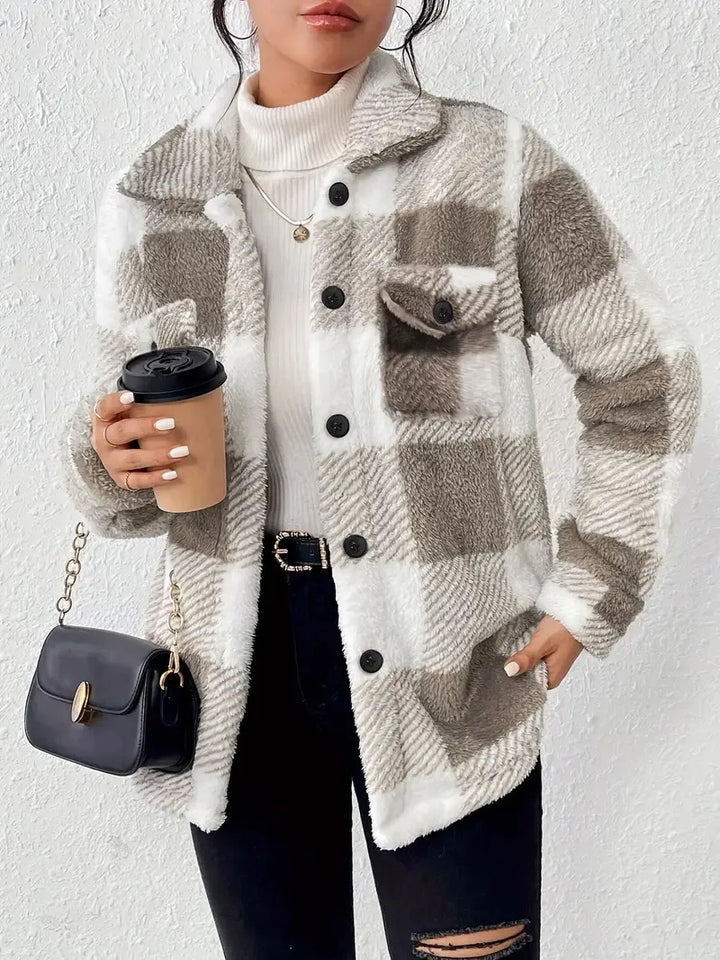 Orielle | Stylish Oversized Checkered Jacket with Pockets