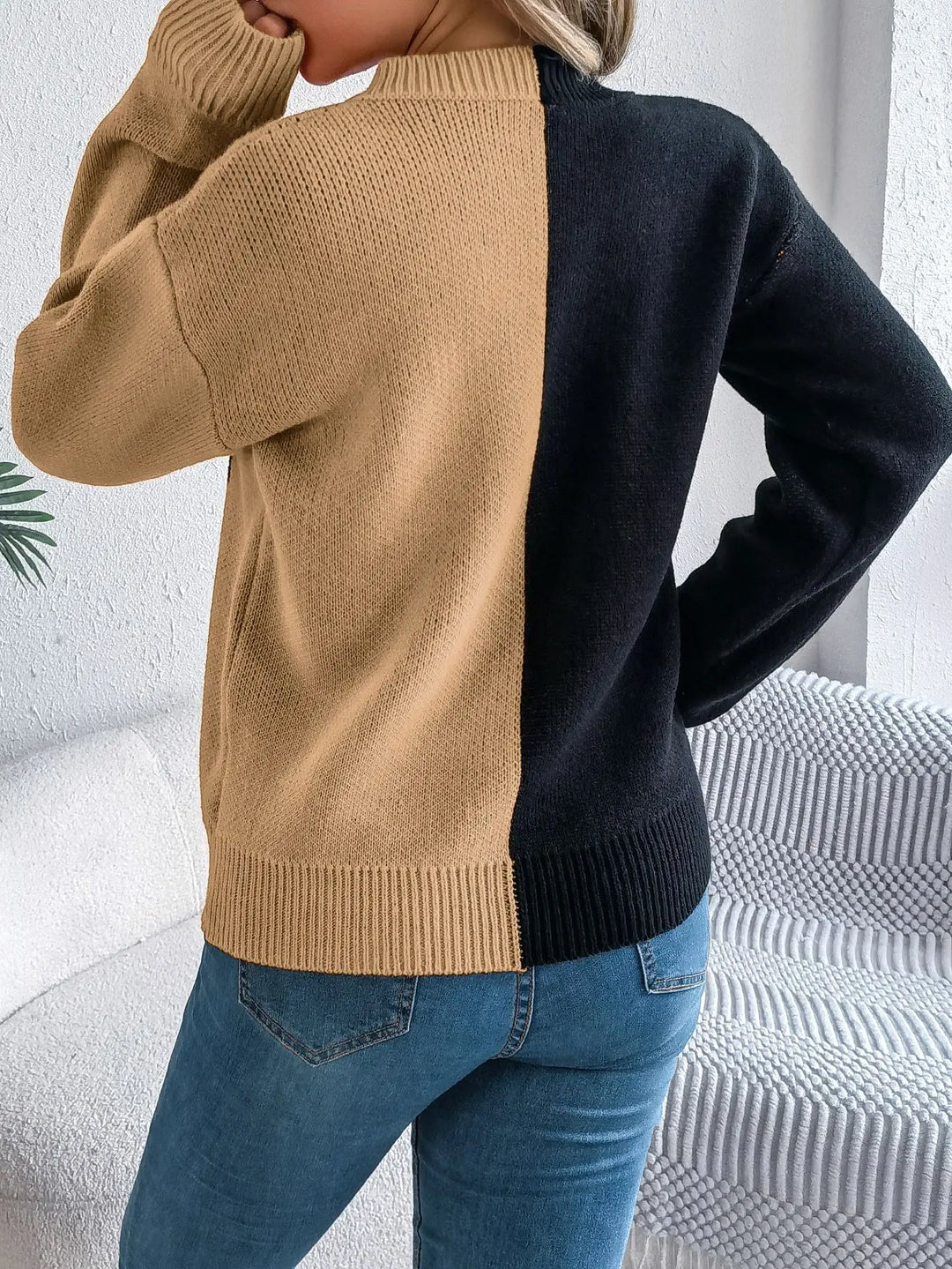 Victoria | Jack O’ Lantern Sweater with Colorblock Design