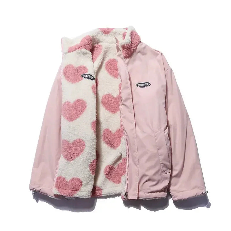 Rhian | Cozy  Reversible Heart-Pattern Jacket