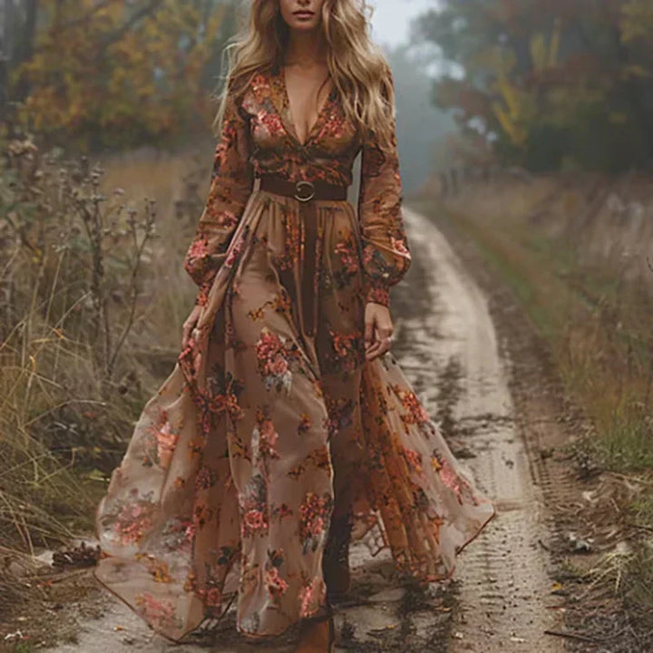 Sadie | Boho Floral Flowing Fit Maxi Dress