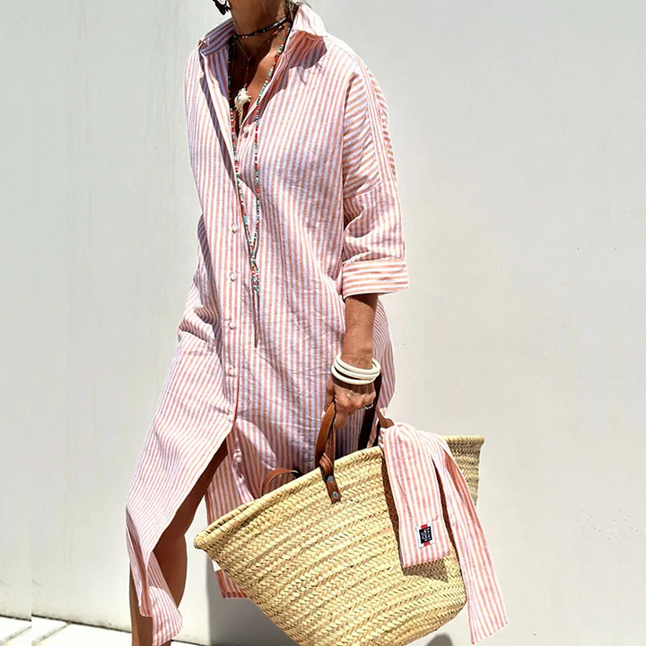 Trisha | Elegant Striped Shirt Dress