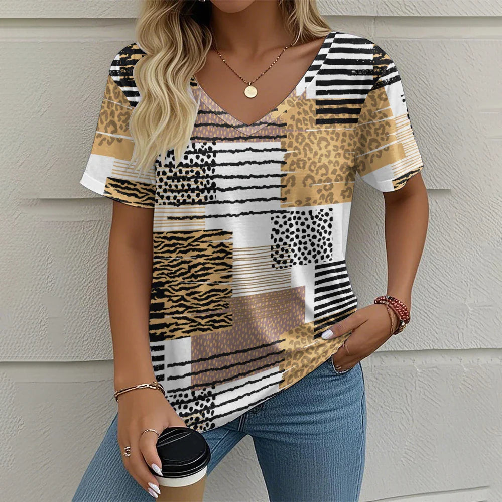 Rowena | Plaid V-Neck Tee