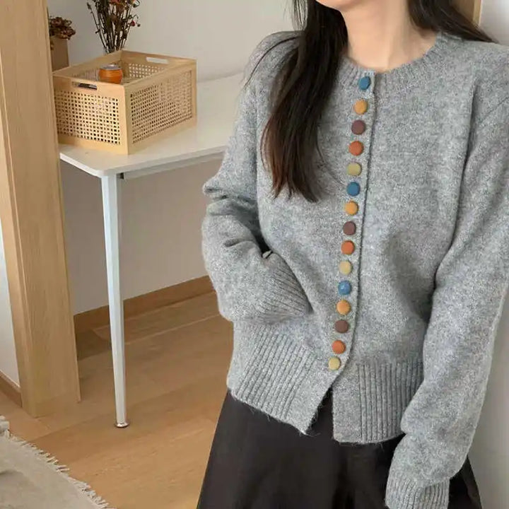 Celestine | Cozy Knit Cardigan with Colorful Button Accents