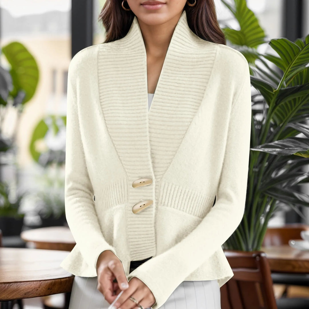 Amelina | Scandinavian-Style V-Neck Button Knit Cardigan