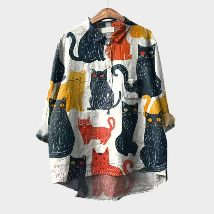 Zara | Oversized Blouse with Colorful Cats