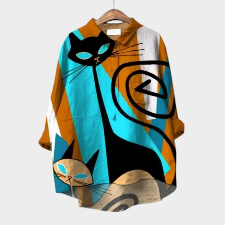 Zara | Oversized Blouse with Colorful Cats