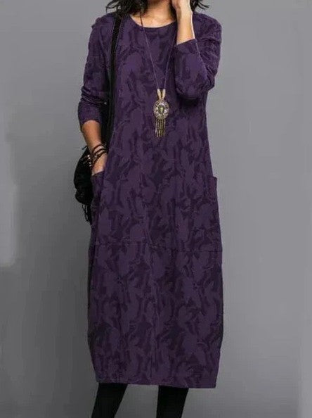 Kalina | Elegant Long-Sleeve Drape Dress