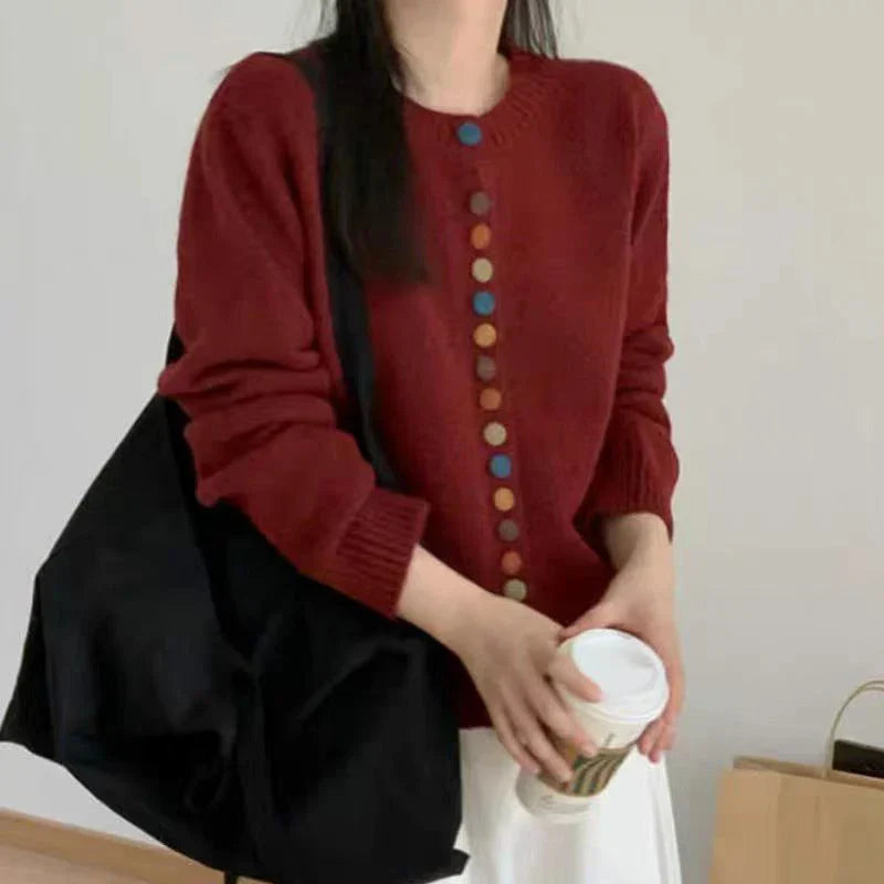 Celestine | Cozy Knit Cardigan with Colorful Button Accents