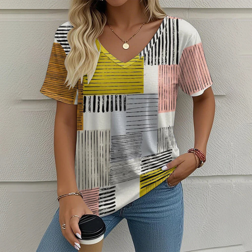 Rowena | Plaid V-Neck Tee