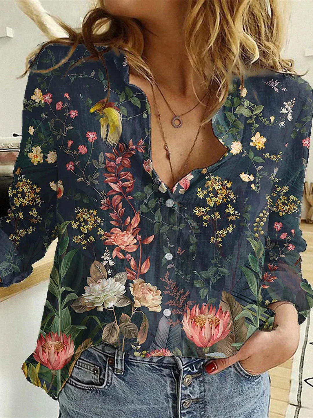 Donna | Button-Down Printed Blouse