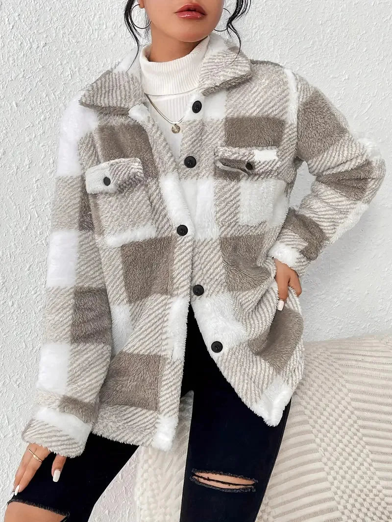 Orielle | Stylish Oversized Checkered Jacket with Pockets