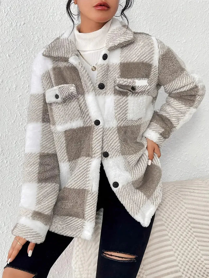 Orielle | Stylish Oversized Checkered Jacket with Pockets