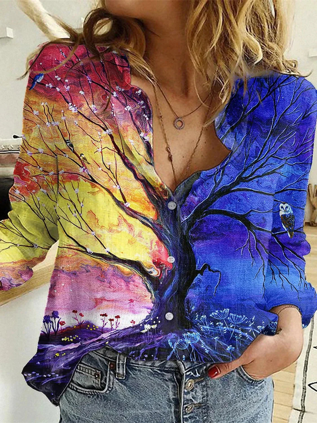 Donna | Button-Down Printed Blouse
