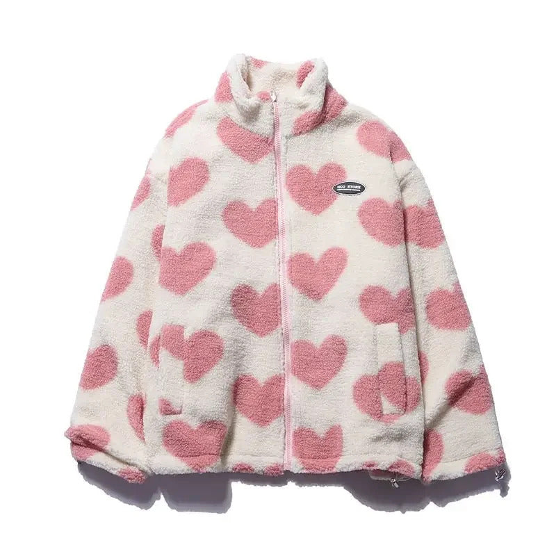 Rhian | Cozy  Reversible Heart-Pattern Jacket