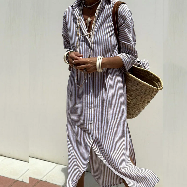 Trisha | Elegant Striped Shirt Dress