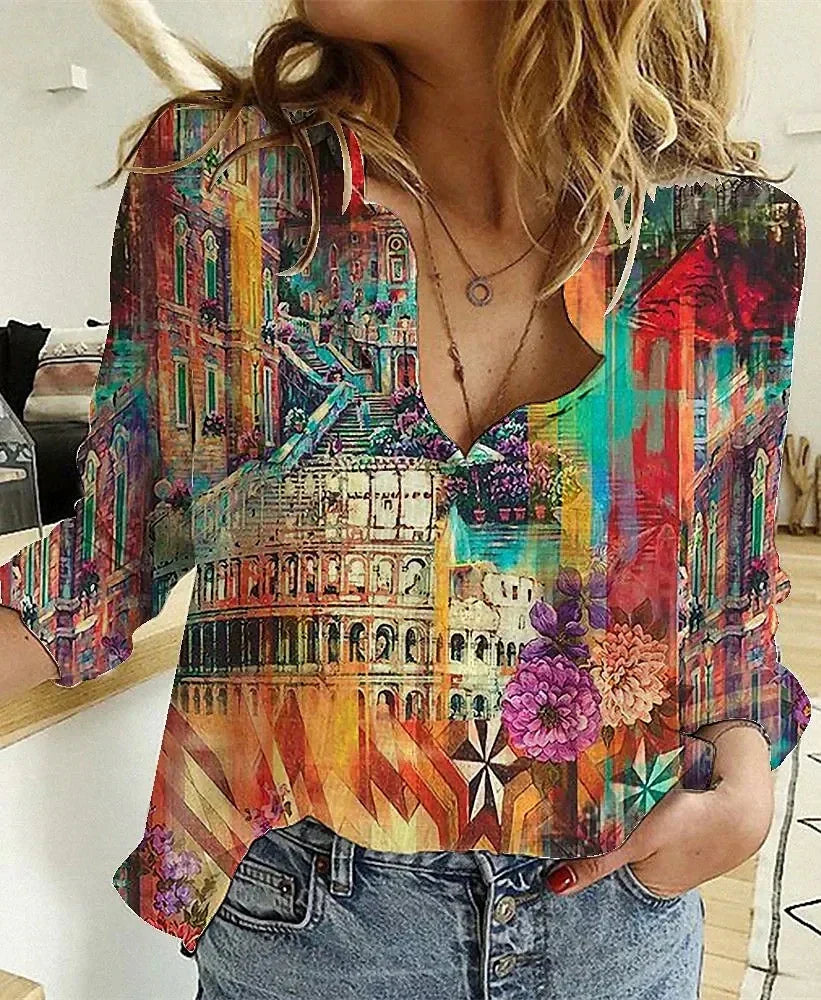 Donna | Button-Down Printed Blouse