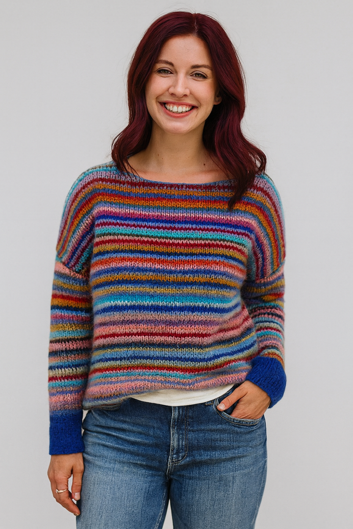 Silvia | Retro Striped Knit Sweater with Colorful Pattern