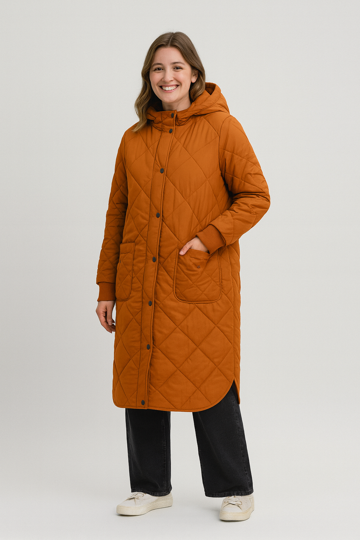 Solana | Elegant Longline Quilted Hooded Coat
