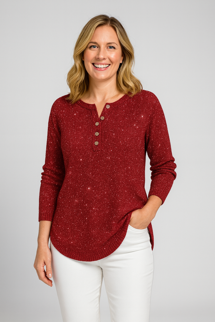 Tahlira | Sparkling Button-Front Knit Sweater