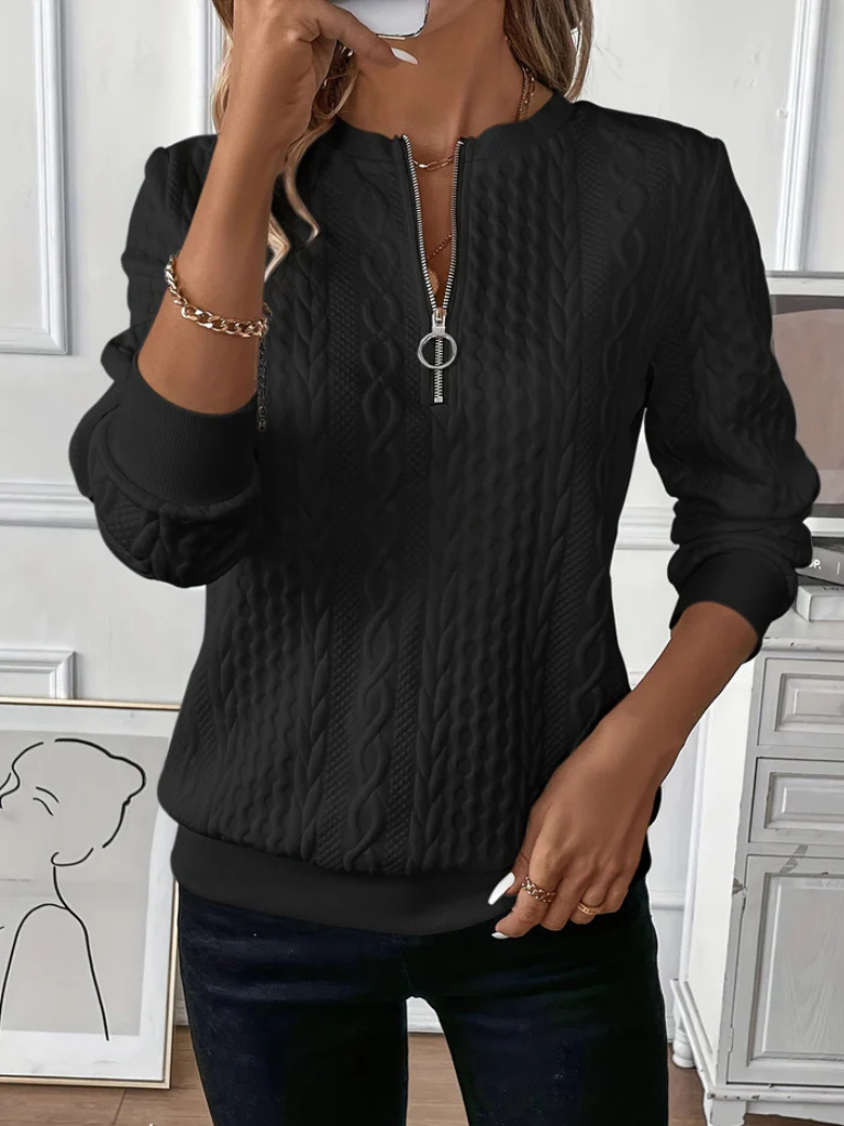 Thalienne | Cozy Half-Zip Cable Knit Sweater