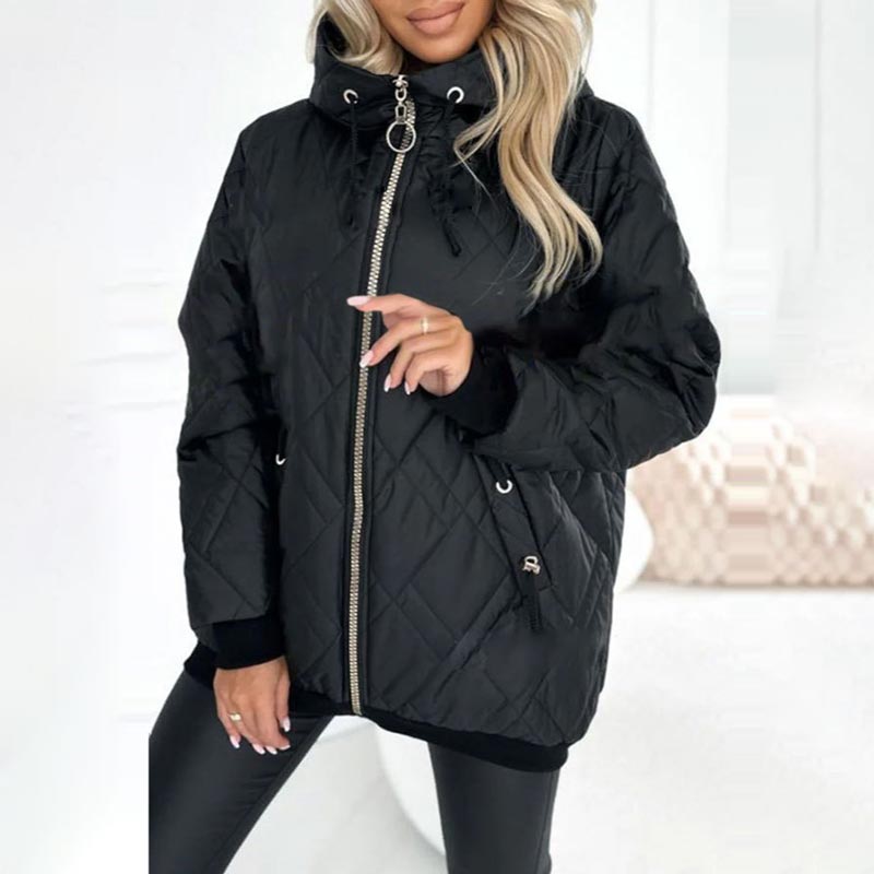 Kialina | Quilted Hooded Parka with Front Zipper