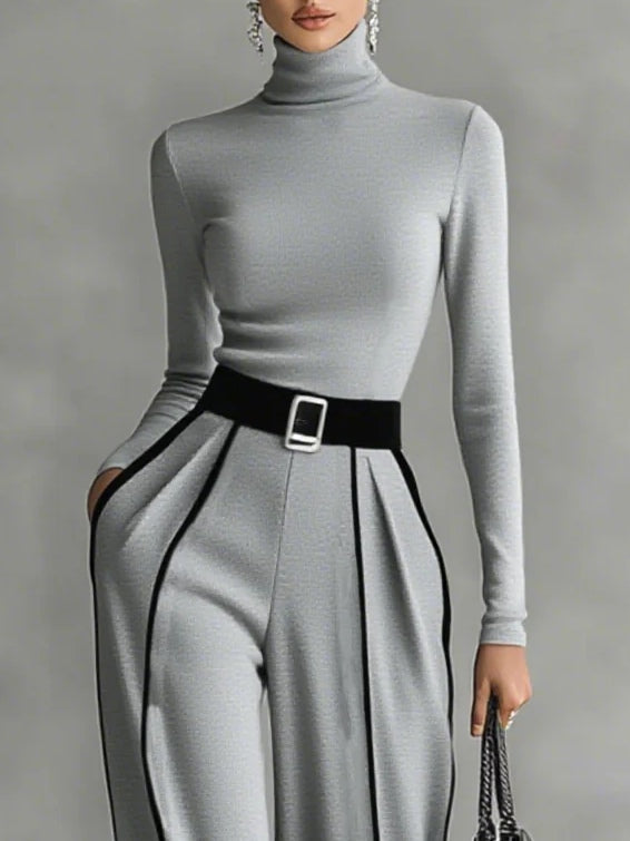 Marcelline | Modern High-Collar Set with Flowing Pants
