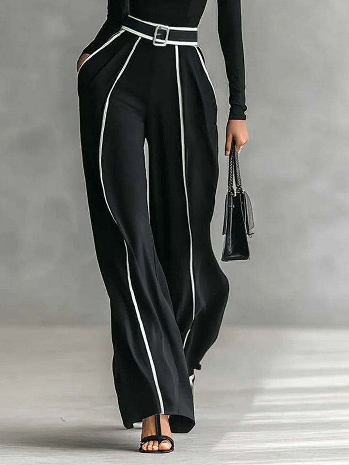 Marcelline | Modern High-Collar Set with Flowing Pants