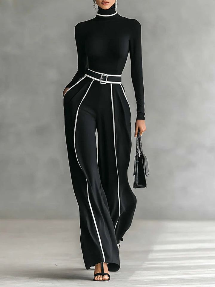 Marcelline | Modern High-Collar Set with Flowing Pants