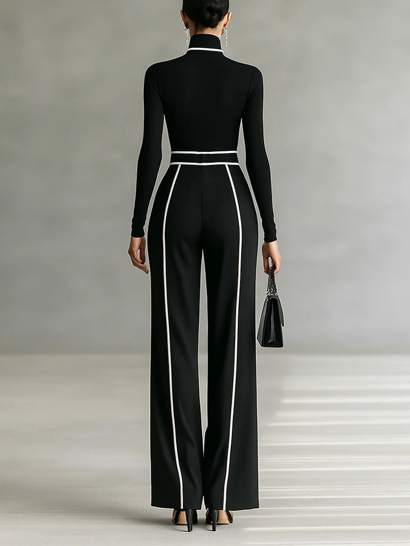Marcelline | Modern High-Collar Set with Flowing Pants