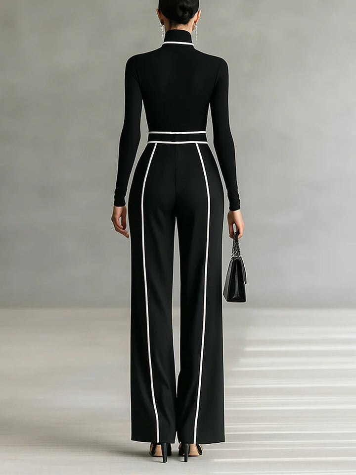 Marcelline | Modern High-Collar Set with Flowing Pants