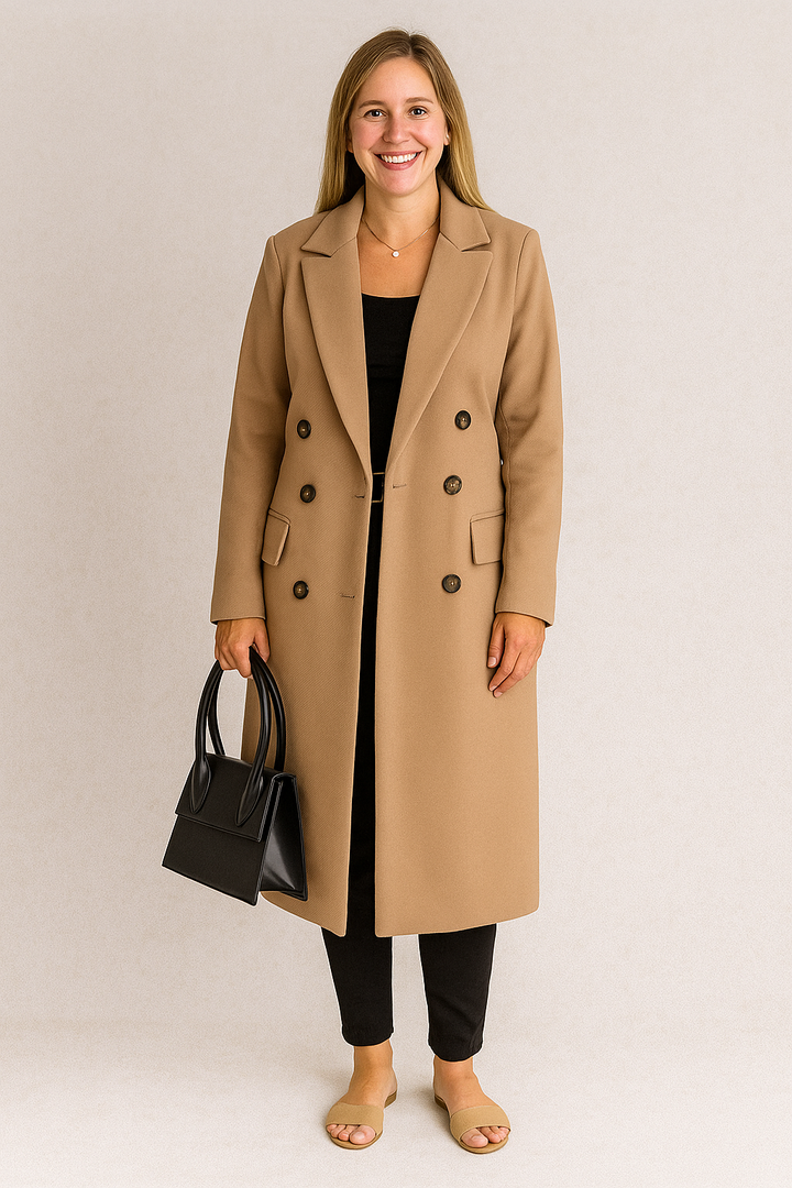 Yalena | Elegant Long Double-Breasted Coat