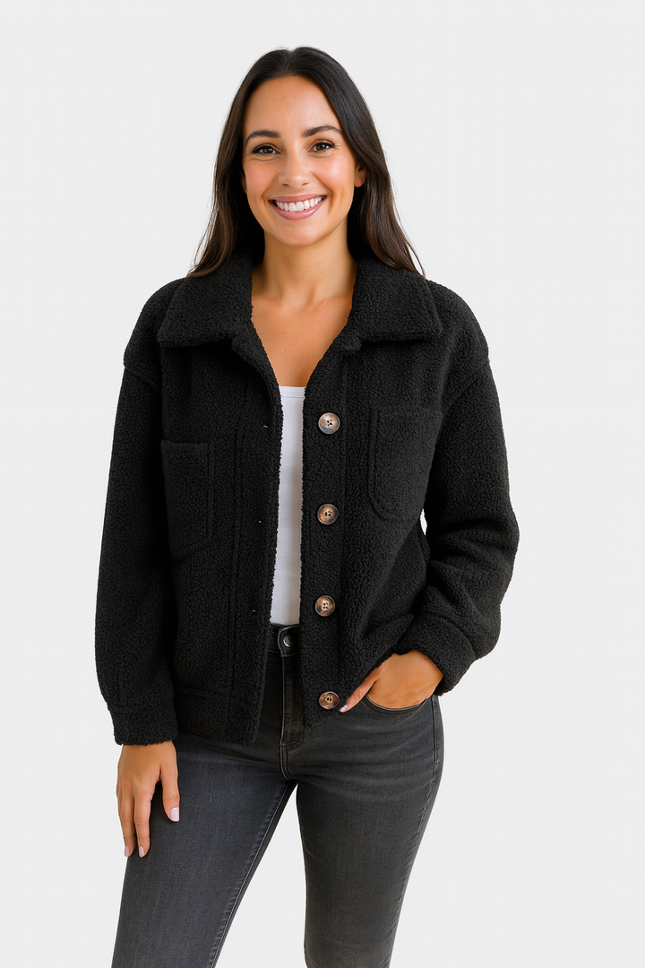 Yara | Cozy Button Front Teddy Jacket