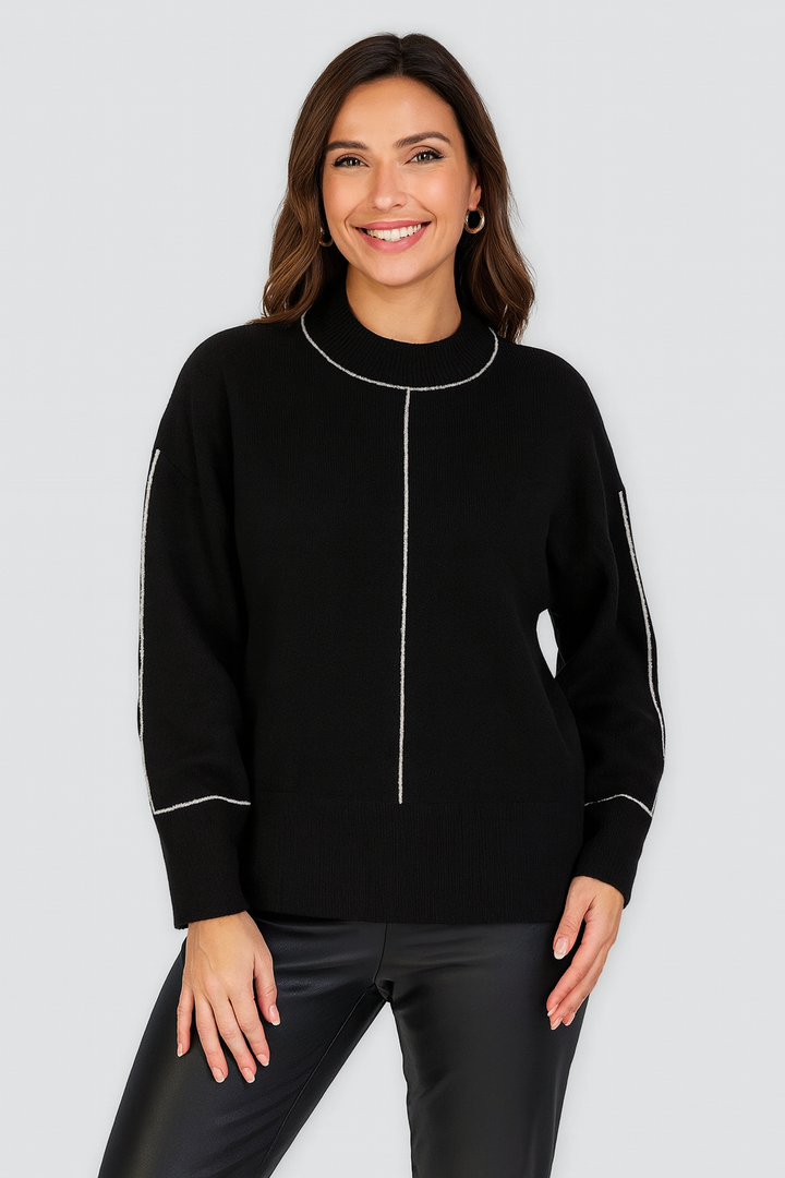 Ysella | Modern Contrast-Piped Knit Sweater