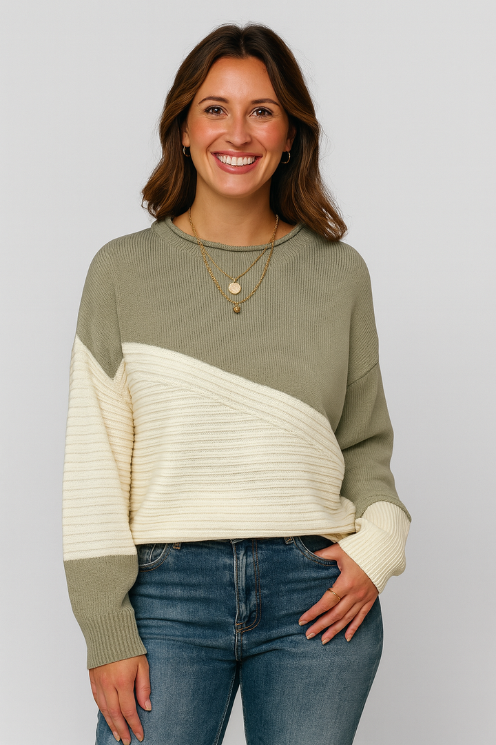 Zelda | Chic Drop Shoulder Color Block Sweater
