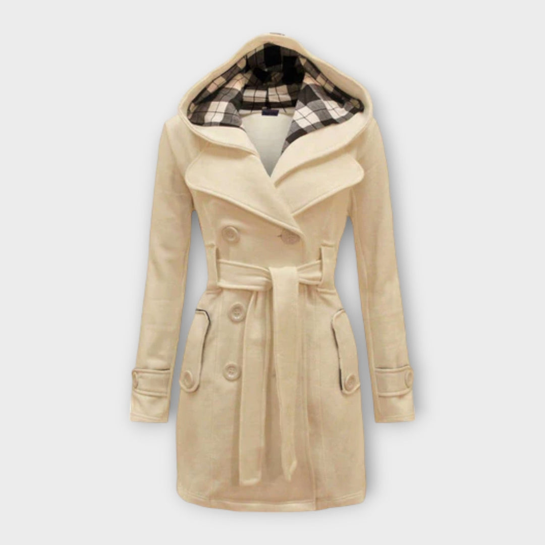 Evelyn | Elegant Double-Breasted Hooded Winter Coat