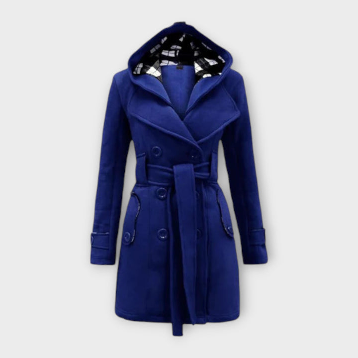 Evelyn | Elegant Double-Breasted Hooded Winter Coat
