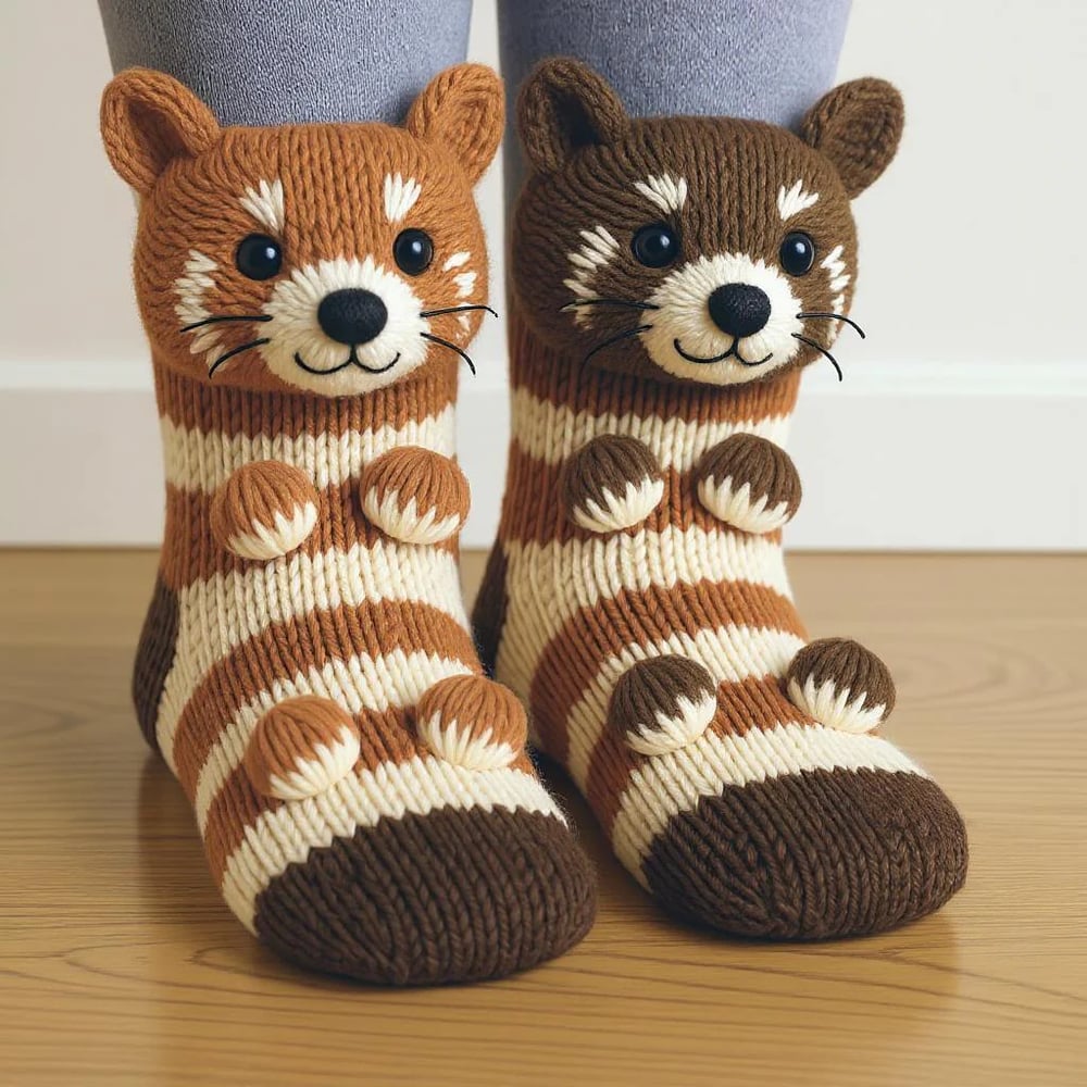 Aristea | Playful Animal-Knit Cozy Socks