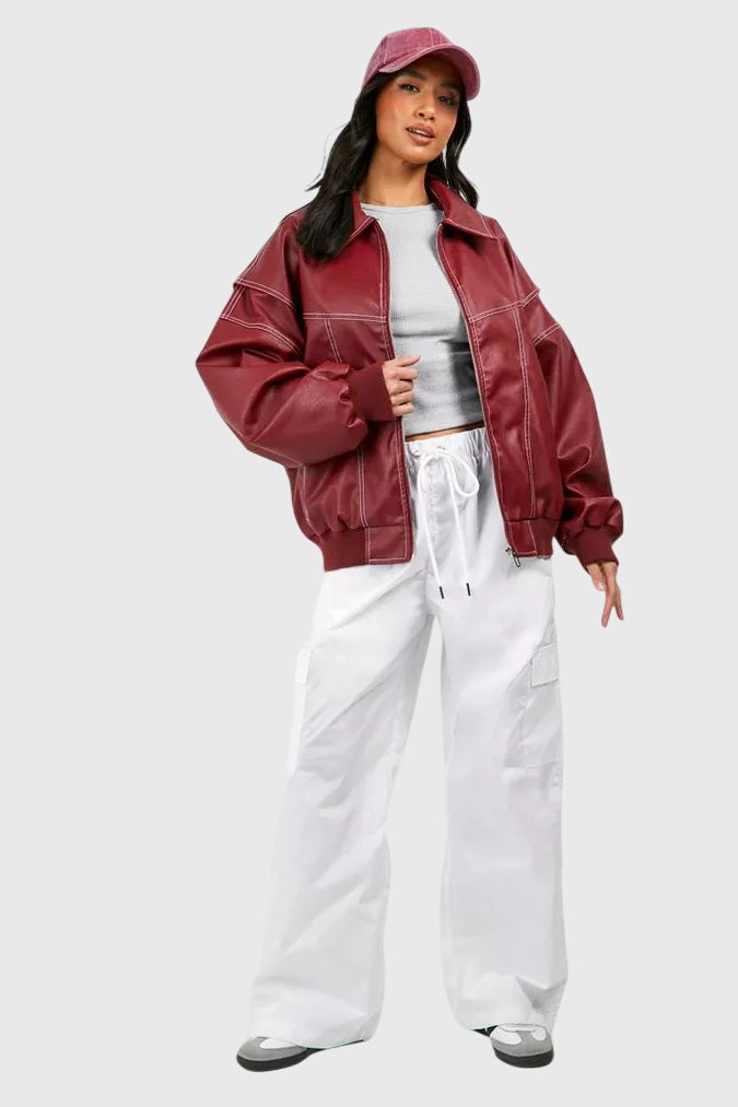 Faye | Casual Oversized Leather-Style Jacket